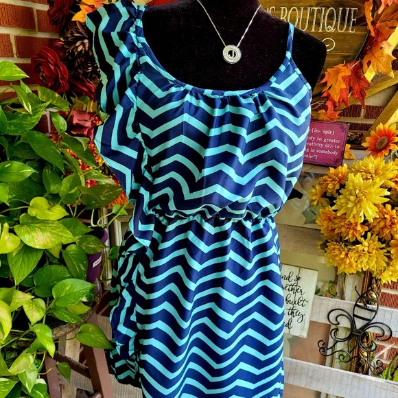 Envy Me | Dresses | Envy Me Womens Blue Chevron Dress | Poshmark